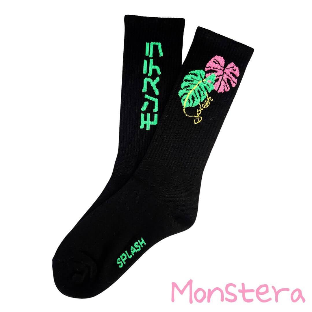 SPLASH Monstera Black Sport Socks | Urban Nature Design