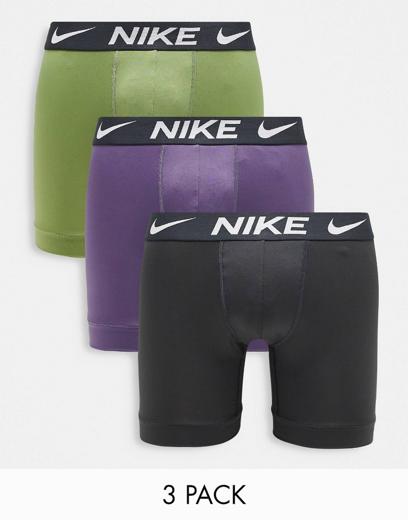 Nike Dri-FIT Essential Micro 運動四角內褲 (3件裝 Purple / Khaki / Gray)
