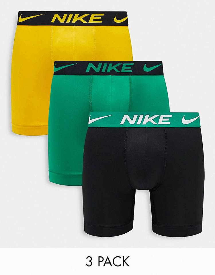 Nike Dri-FIT Essential Micro 運動四角內褲 (3件裝 Green / Yellow / Black)