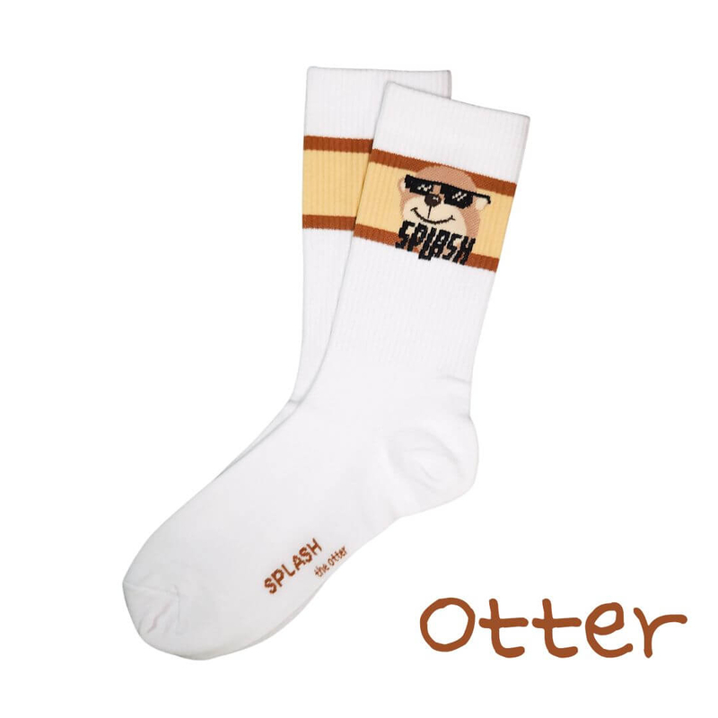 SPLASH 原襪系列白色運動襪  - 水獺君 Otter