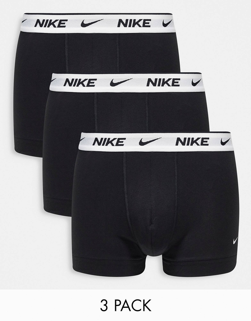 Nike Everyday彈力棉質男裝短四角內褲 (白腰併黑色) - 三件裝