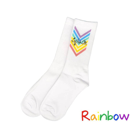 Original White Sport Socks - Rainbow - | Splash - | MAD Lifestyle