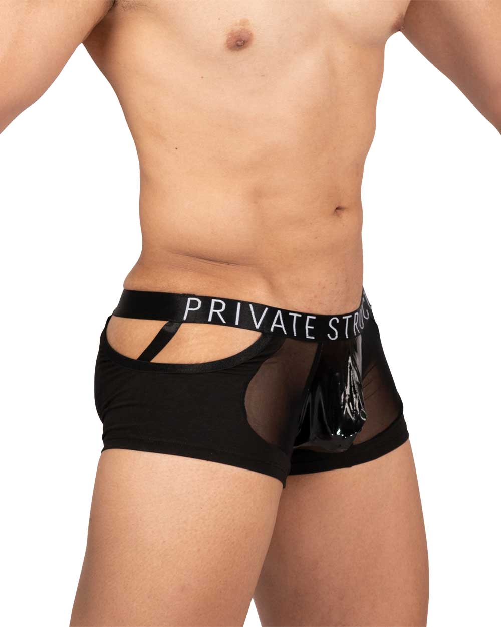 Alpha Low Waist Mesh Back Jockstrap Trunk - Shades of Black - | Private Structure - | MAD Lifestyle