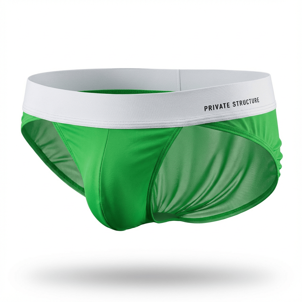 Color Peel Contrast Banded Bikini Brief - White & Green - | Private Structure - | MAD Lifestyle