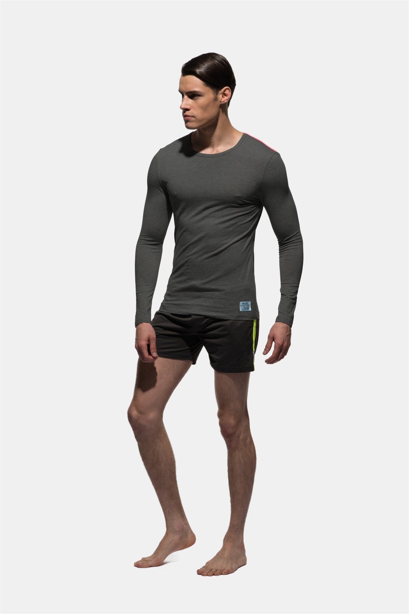 Fitted C Neck Long Sleeve Tee - | Private Structure - | MAD Lifestyle