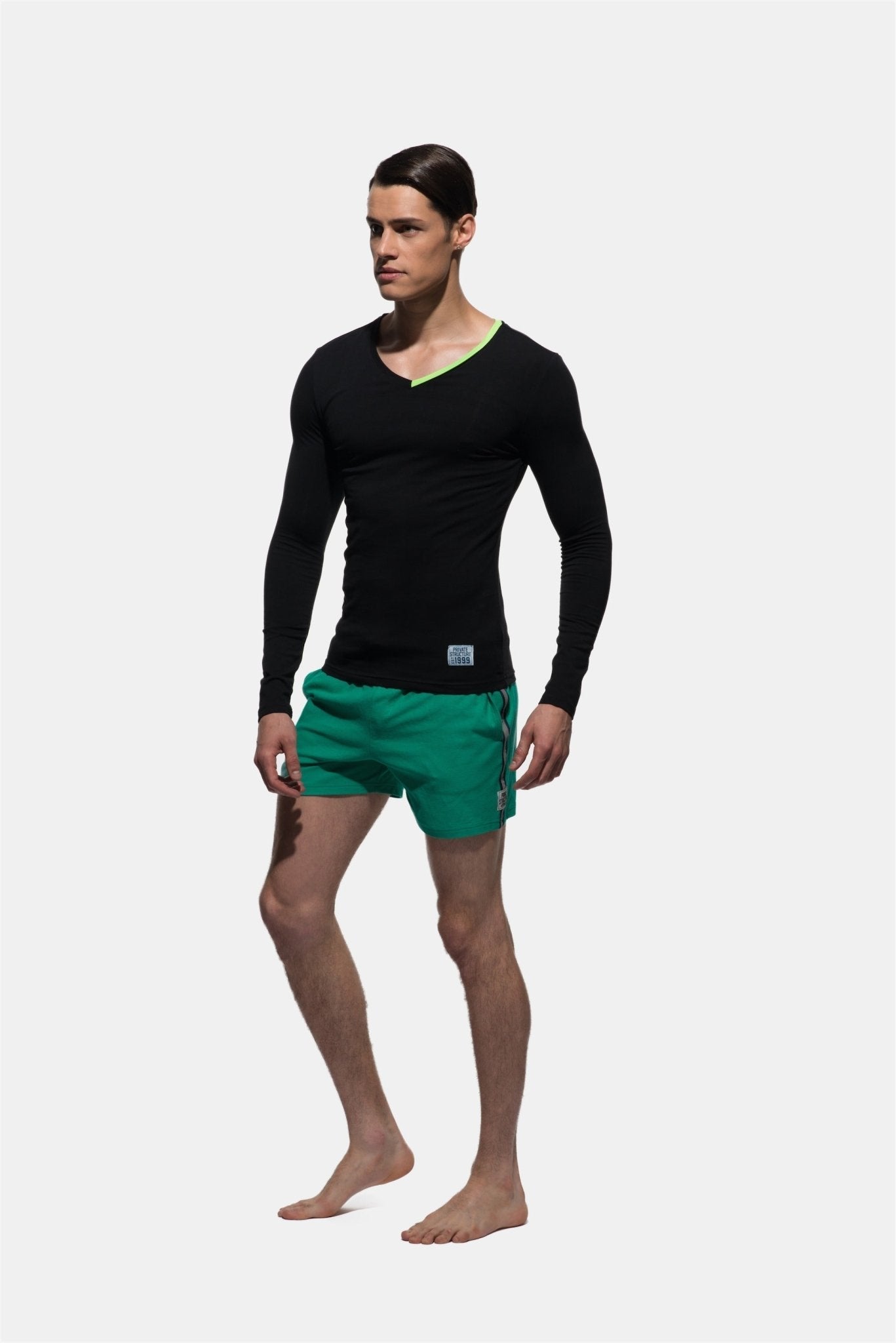 Fitted V Neck Long Sleeve Tee - | Private Structure - | MAD Lifestyle