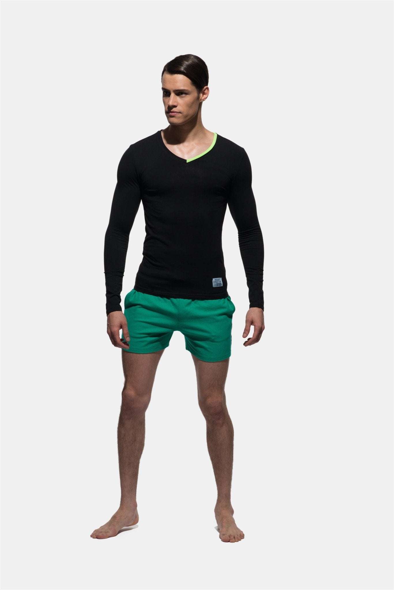 Fitted V Neck Long Sleeve Tee - | Private Structure - | MAD Lifestyle