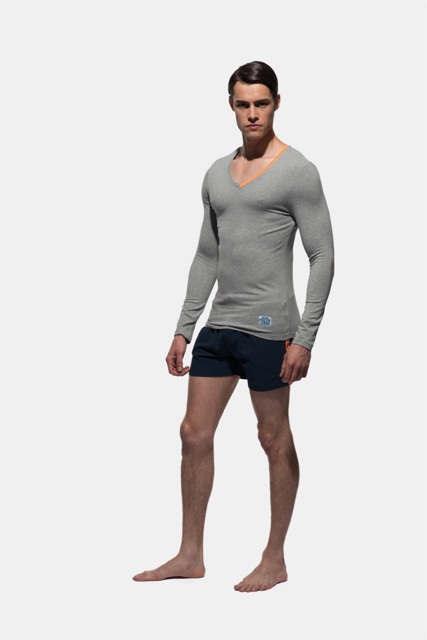 Fitted V Neck Long Sleeve Tee - | Private Structure - | MAD Lifestyle