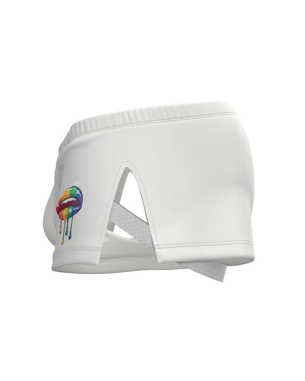Load My Mouth Mid Waist Trunk With Split - White - | Private Structure - | MAD Lifestyle