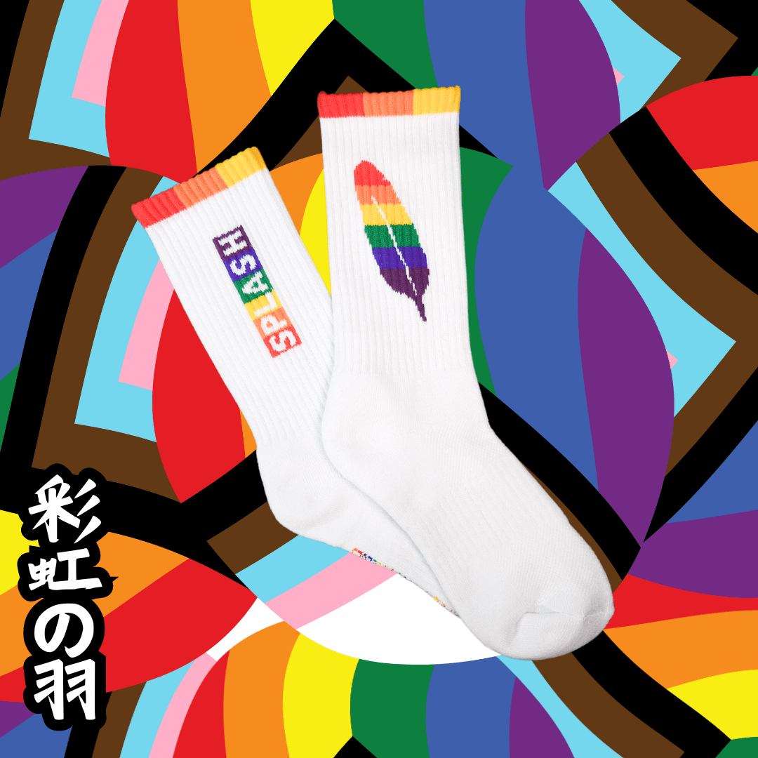 Original White Sport Socks - Hong Kong Feathers of Rainbow - | Splash - | MAD Lifestyle